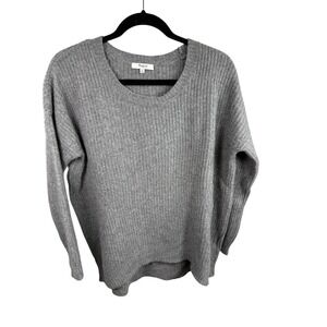 Madewell Sweater Womens XS Gray 100% Merino Wool Rib‎ Knit Scoop Neck Pullover